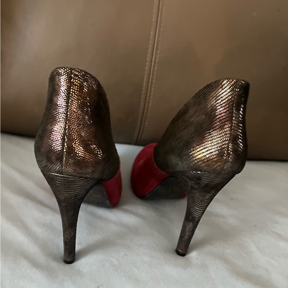 Suede Stilettos - Burgundy Suede & Metallic - US 8.5 / EUR 39 - Picture 2 of 4